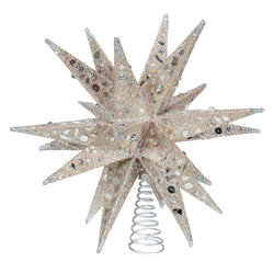 Kurt Adler 12-Inch Champagne and Silver Glitter Moravian Star Treetop