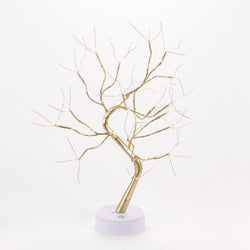 Elegant Champagne Gold Tree with Warm LED Lights, USB capable