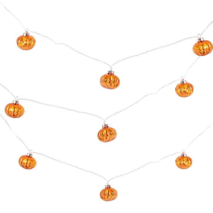 Orange Glass Fall Pumpkin Fairy Light String, Halloween Decor