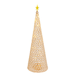 23.8-in H Battery- Operated Lighted Jeweled Cone Tree, Gold