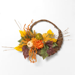 20-Inch Diameter Cornucopia Wreath with Pumplins and Berries