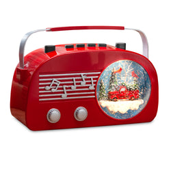 Musical Light Up Red Vintage Christmas Radio Water Globe