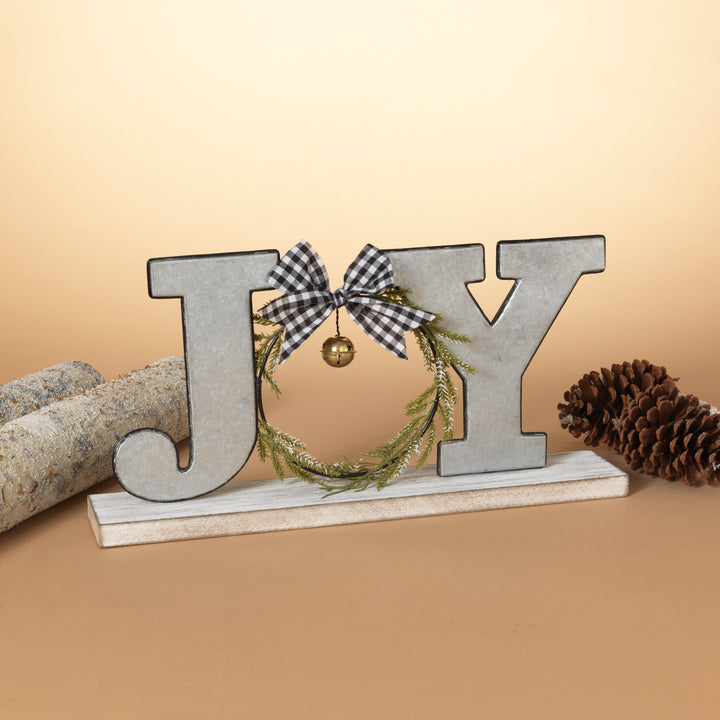 Farmhouse JOY Wood and Metal Tabletop Christmas Decor Sign