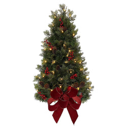 Kurt Adler 26-Inch Battery-Operated Pre-Lit Wall Tree With Red Bow