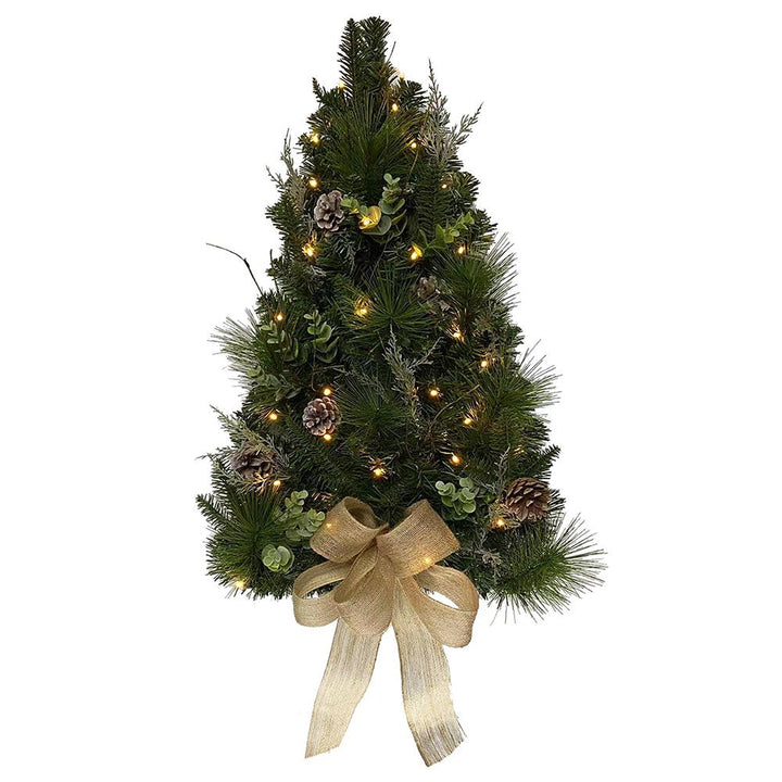 Kurt Adler 26-Inch Pre-Lit Pinecone Wall Tree With Bow