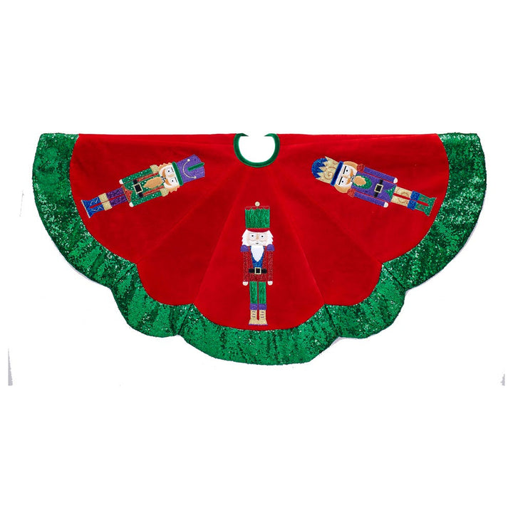 Kurt Adler 48-inch Velvet with Nutcracker Design Tree skirt