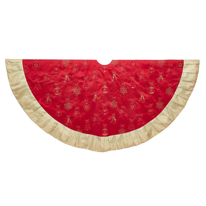 Kurt Adler 60-Inch Red and Gold Ornament Tree Skirt