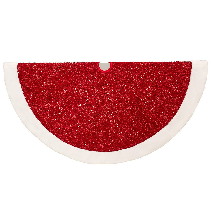 Kurt Adler 54-Inch Red Sequins with White Border Tree Skirt