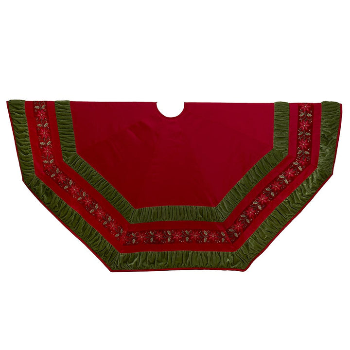 Kurt Adler 72-Inch Red and Green Gathered Border Tree Skirt