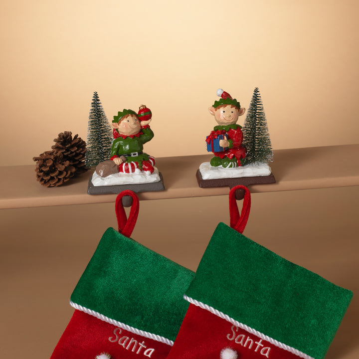 Set of 2 Whimsical Christmas Elf Holiday Stocking Holders
