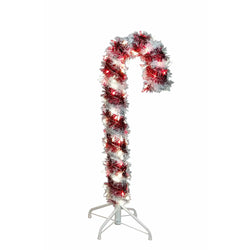Kurt Adler 3-Foot Pre-Lit Red and White LED Tinsel Candy Cane