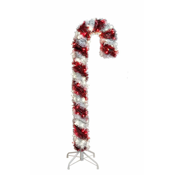 Kurt Adler 4-Foot Pre-Lit Red and White LED Tinsel Candy Cane
