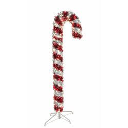 Kurt Adler 6-Foot Pre-Lit Red and White LED Tinsel Candy Cane