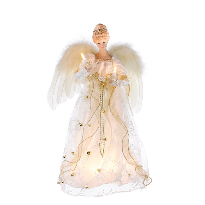 Kurt Adler 16-Inch UL 10-Light Ivory and Gold Angel Treetop