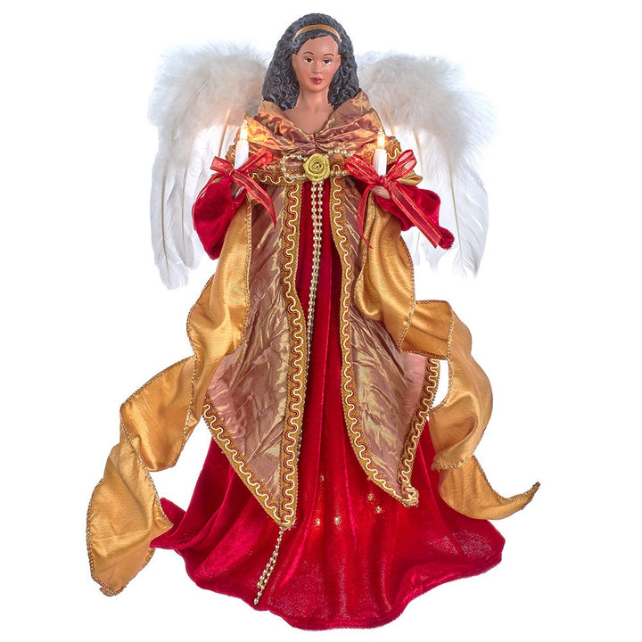 Kurt Adler 16-Inch Red/Gold Black Angel Tree Topper