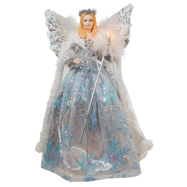 Kurt Adler 16-Inch White/Silver/Lavender And Blue Angel Treetopper