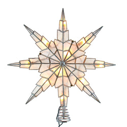 Kurt Adler 10-Light 15-Inch 8-Point Capiz Silver Star Tree Topper