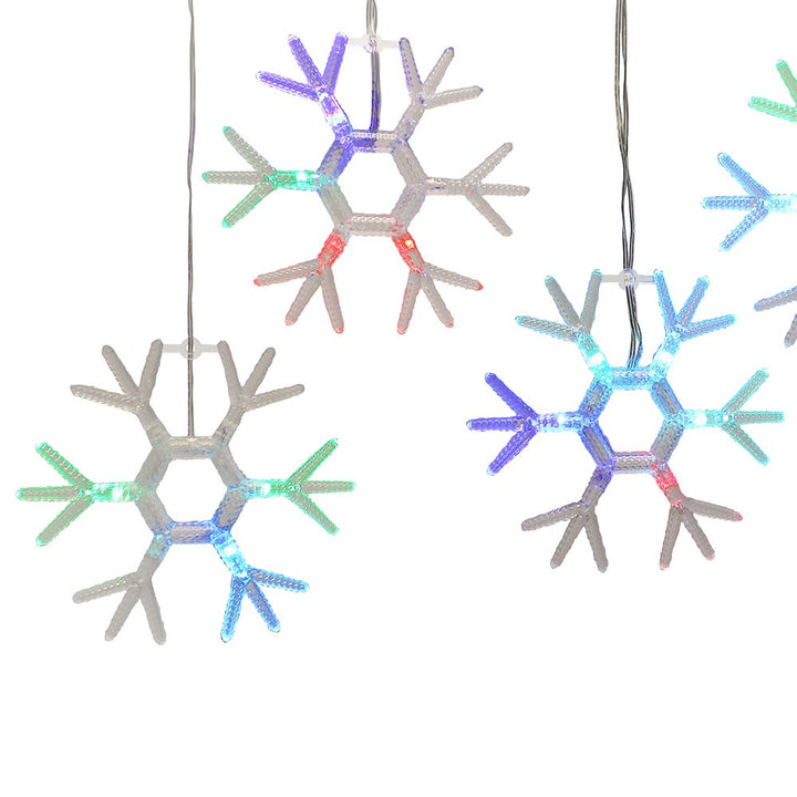 Kurt Adler Snowflake Icicle Fairy Lights with RGB LED Lights