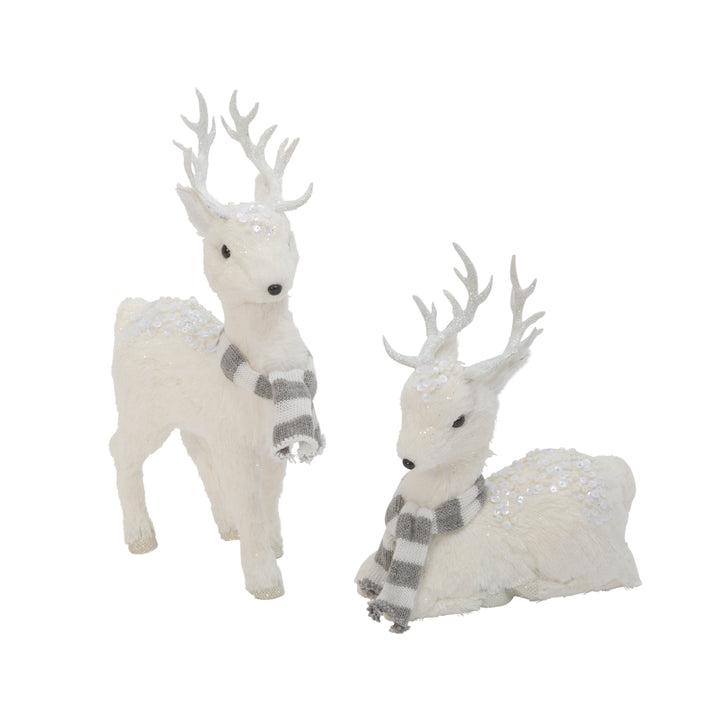 Set of 2 Assorted Deer Figurines with Scarves