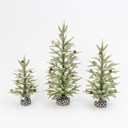 Set of 3 Farmhouse Christmas Trees with Black and White Plaid