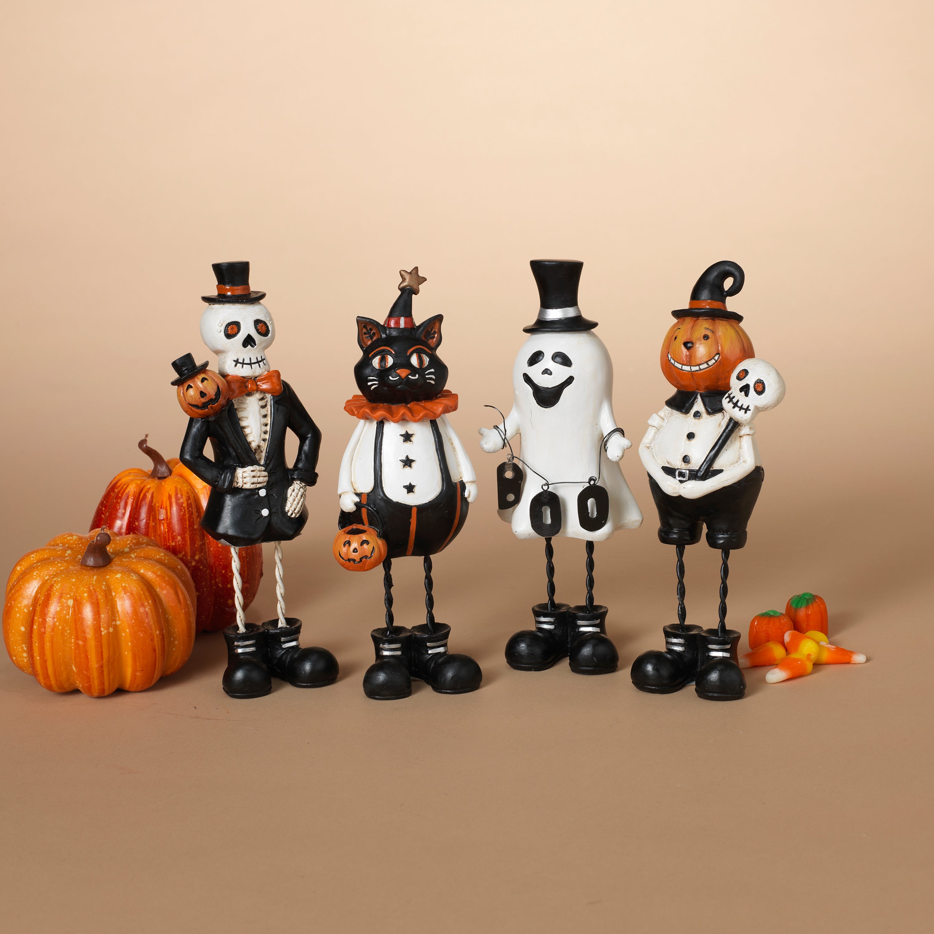 Set of 4 6-in High Resin Halloween Figurines