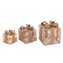 Set of 3 Assorted Battery Operated Lighted Holiday Jewel Gift Box decor