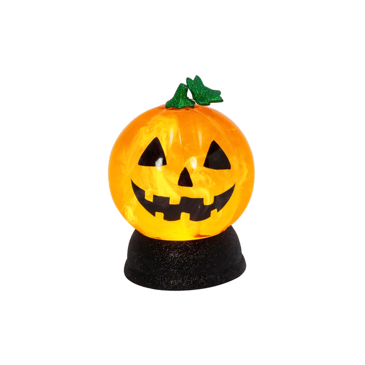 Lighted 7-in H orange jack-o-lantern Battery Operated smoky spinning water globe