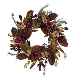 Kurt Adler 24-Inch Berries and Pinecone Burgundy Rattan Wreath