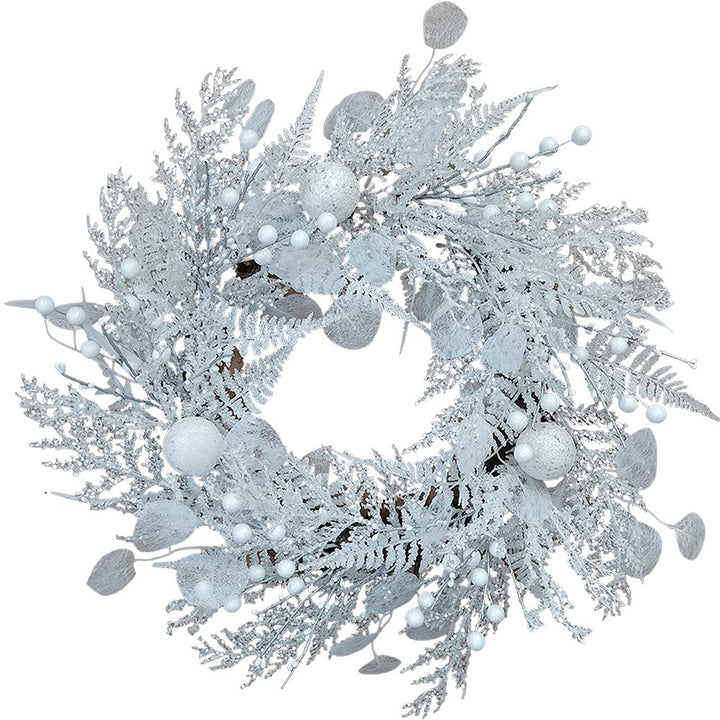 Kurt Adler 24-Inch Un-Lit Decorated White Rattan Wreath