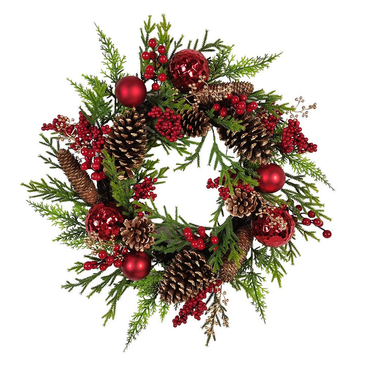 Kurt Adler 24-Inch Un-Lit Decorated Green Rattan Wreath