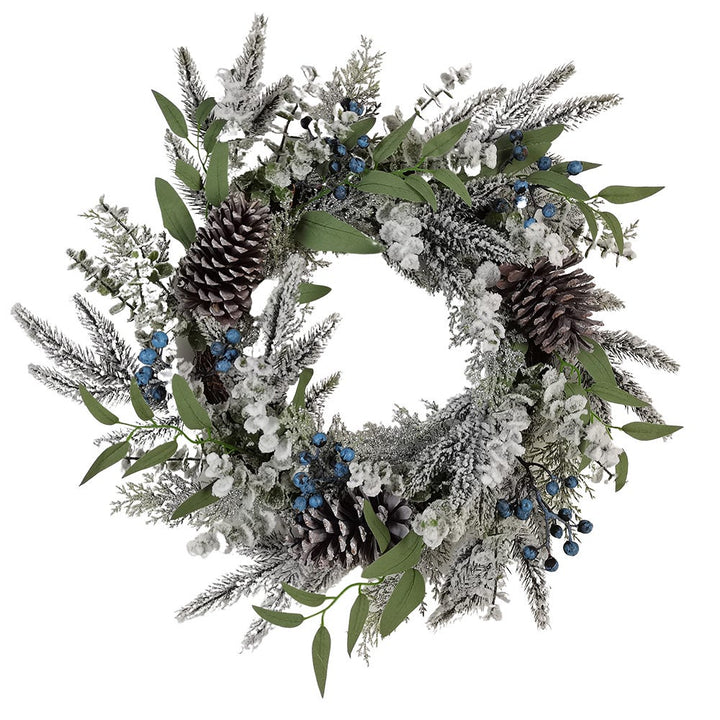 Kurt Adler 24-Inch Un-Lit Decorated Rattan Wreath with Blueberries