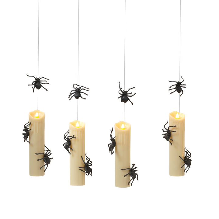 Set of 4 Floating Halloween Spider Candles with Remote, Timer
