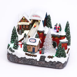 Musical Christmas Holiday Lighted Ski Village with Moving Figures