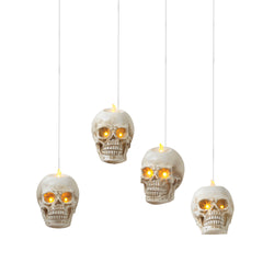 Set of 4 Floating Halloween Skull Candles with Remote, Timer